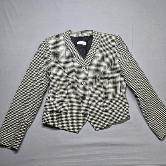 Joan & David Jackets & Blazers - Vintage JOAN & DAVID Houndstooth Cropped Blazer 100% Lambswool‎ Made in Italy